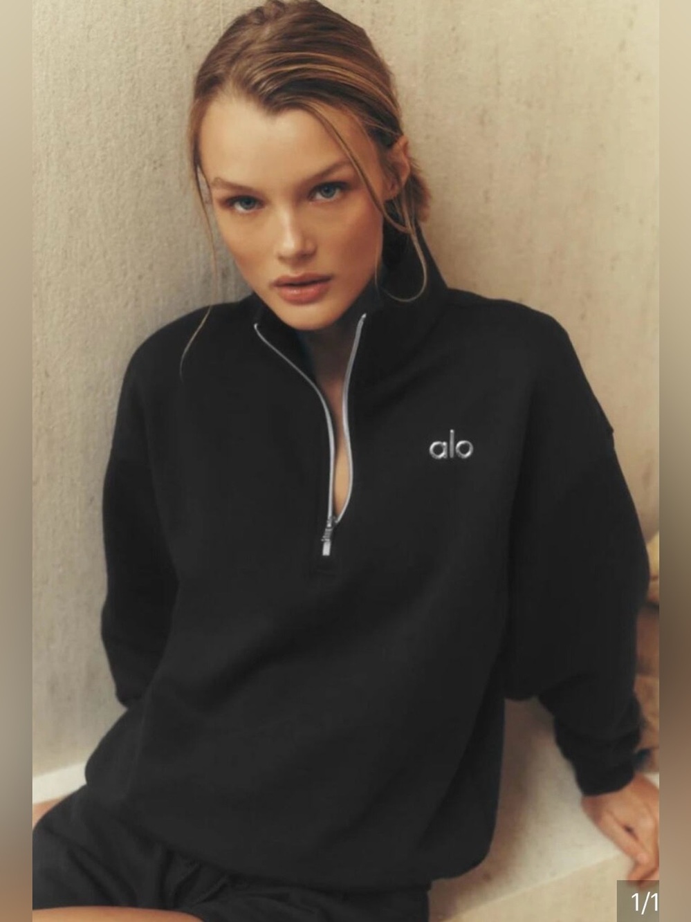 Alo Yoga Accolade 1/4 Zip Sweater Pullover Black Size XS Read Description